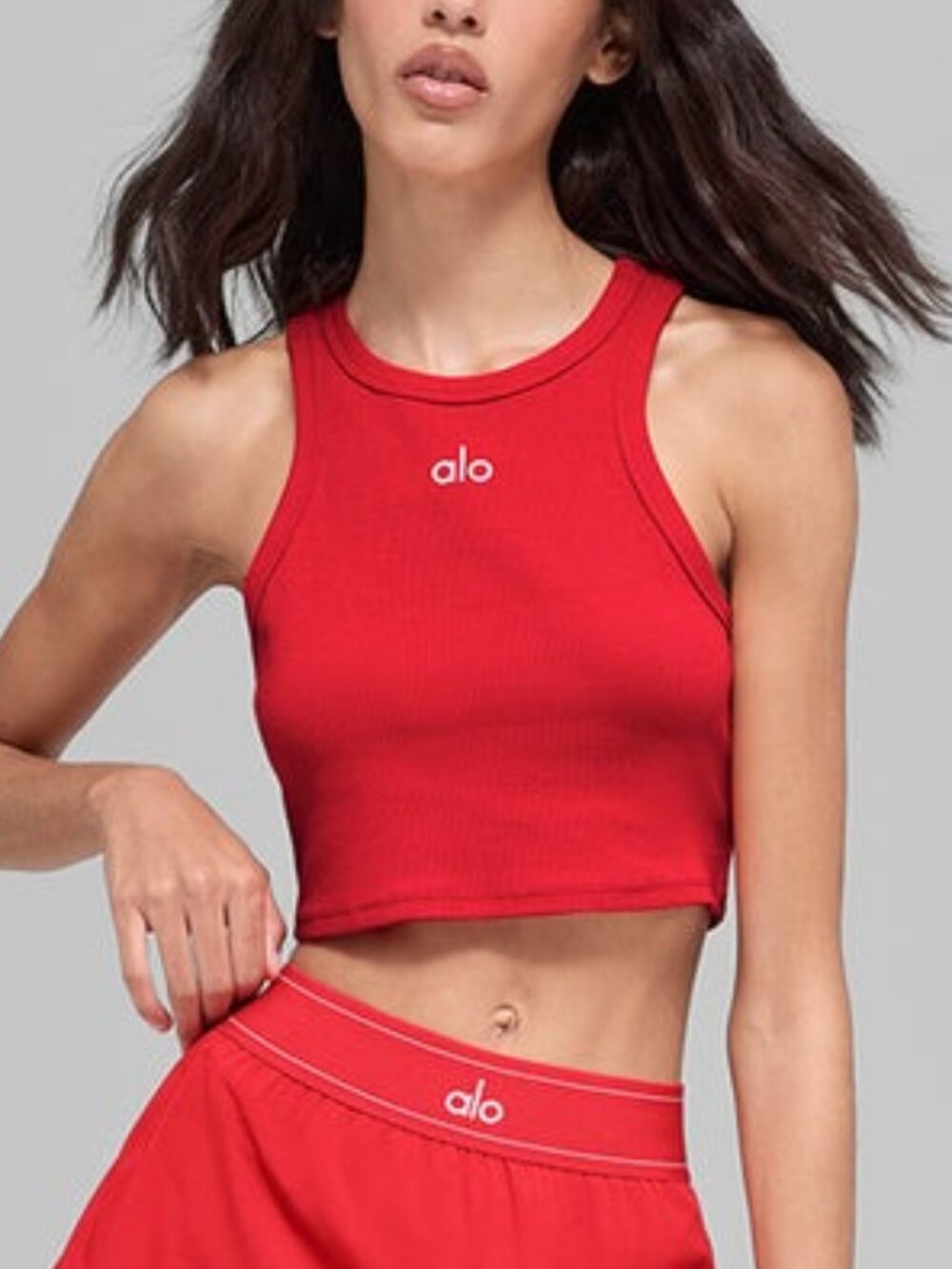 Alo Yoga Aspire Tank - Bright Red / White - Size XS - Picture 4 of 6